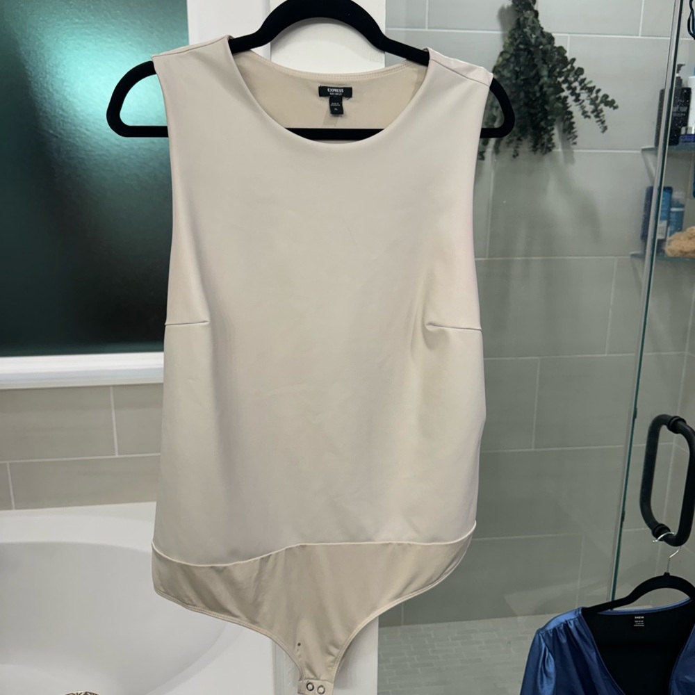 Faux leather white bodysuit